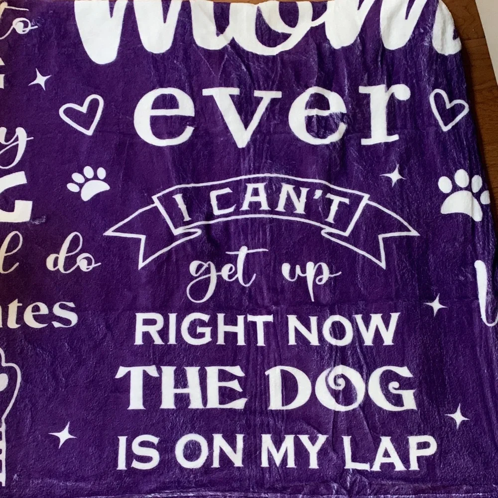 Plush Purple Dog Blanket with Fun Text